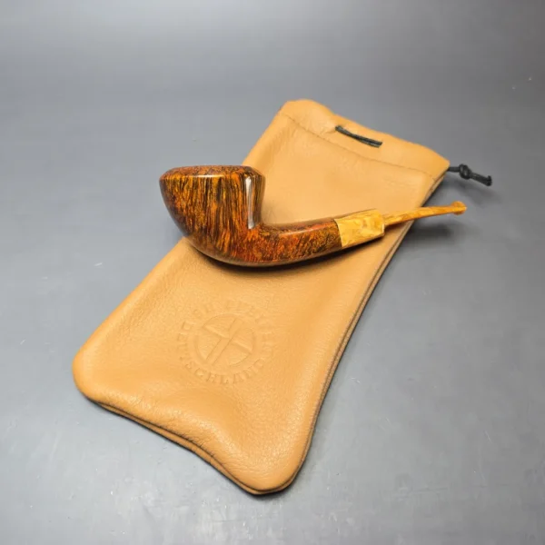 Sebastian Heck Smooth Wide Shank Bulldog w/ Antique Bakelite Handmade Briar Pipe, New - Image 12