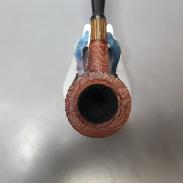 MBSD Briars by Piero Vitale Vintage Sandblasted Billiard w/ Zebrawood Briar Pipe, New - Image 5