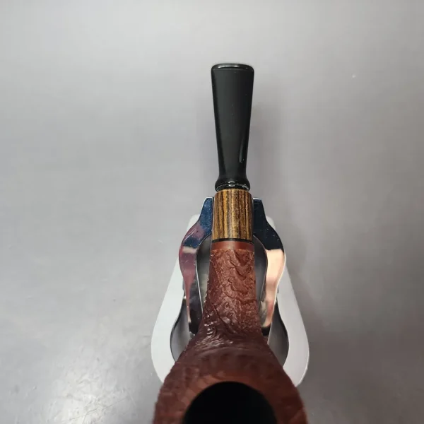 MBSD Briars by Piero Vitale Vintage Sandblasted Billiard w/ Zebrawood Briar Pipe, New - Image 6