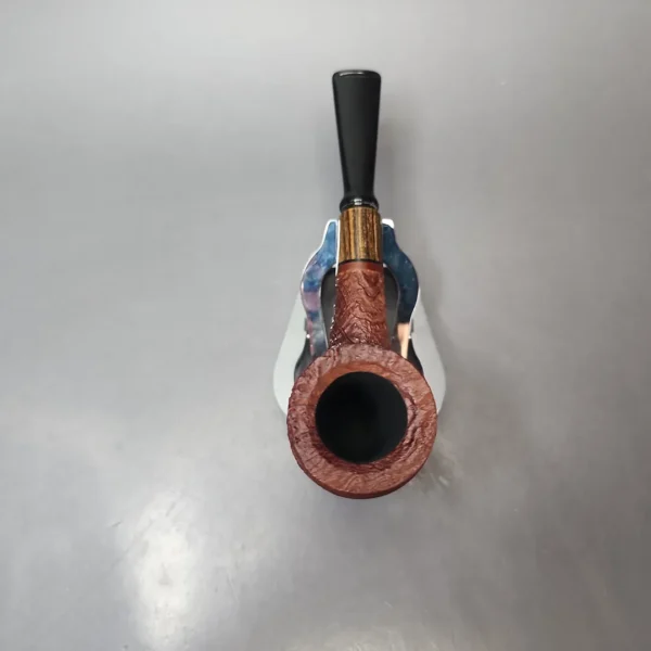 MBSD Briars by Piero Vitale Vintage Sandblasted Billiard w/ Zebrawood Briar Pipe, New - Image 7