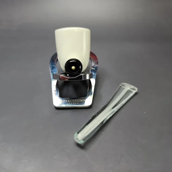 Smooth Dublin w/ Translucent Stem & Case Estate Block Meerschaum Pipe, Unsmoked - Image 12