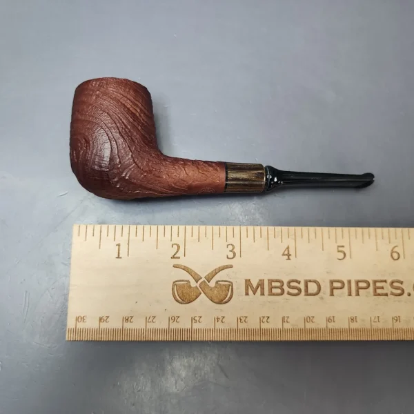 MBSD Briars by Piero Vitale Vintage Sandblasted Billiard w/ Zebrawood Briar Pipe, New - Image 9