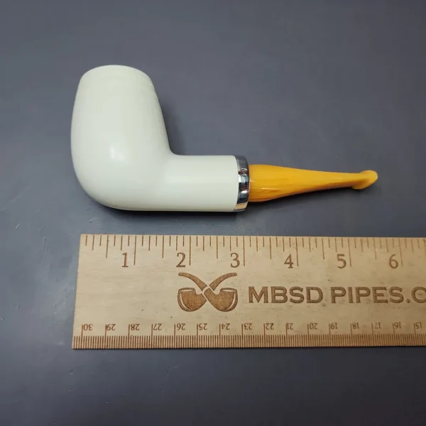 MBSD Meerschaum Silver Stack Billiard Reverse Calabash Block Meerschaum Pipe, New - Image 8