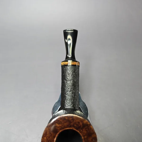 Piero Vitale Partially Sandblasted Pot (2 Star) w/ Hempwood Handmade Briar Pipe, New - Image 7