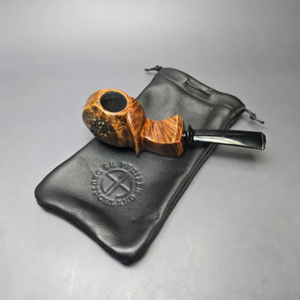 Sebastian Heck Golden Contrast Paneled Blowfish Handmade Briar Pipe, New - Image 12
