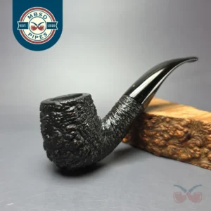 Savinelli Punto Oro Capri Root Briar 616 KS Rusticated Bent Billiard Estate Briar Pipe, Italian Estates