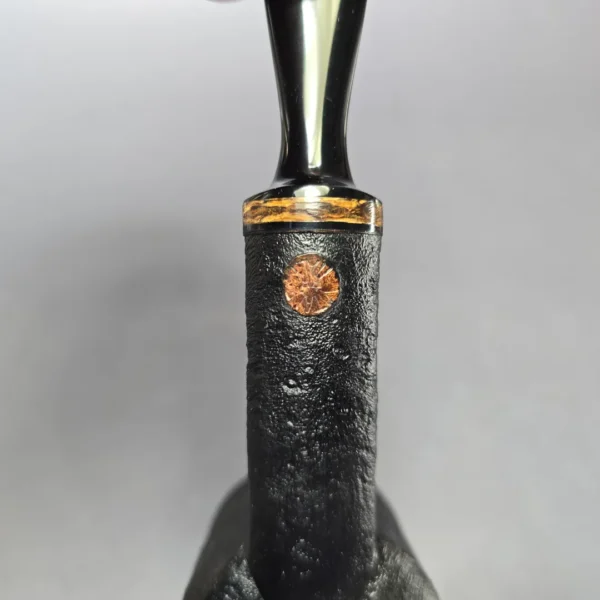 Piero Vitale Partially Sandblasted Pot (2 Star) w/ Hempwood Handmade Briar Pipe, New - Image 9