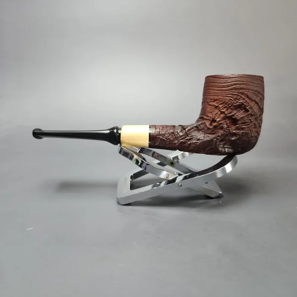 MBSD Briars by Piero Vitale Vintage Sandblasted Billiard w/ Boxwood Briar Pipe, New - Image 7