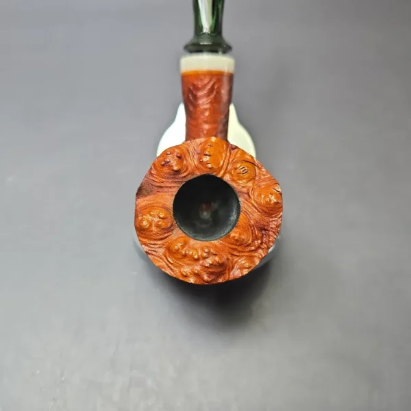 Christophe Wolff Sandblasted "Fleur" Dublin w/ Ivorite Handmade Briar Pipe, New - Image 5