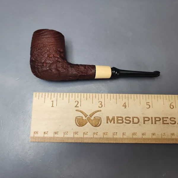 MBSD Briars by Piero Vitale Vintage Sandblasted Billiard w/ Boxwood Briar Pipe, New - Image 8