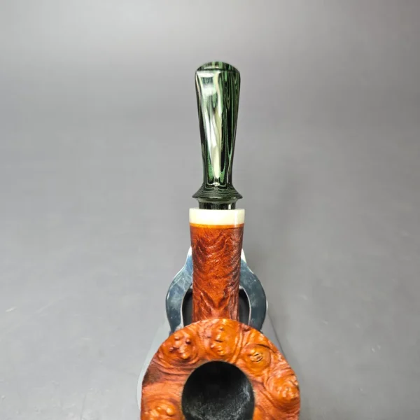 Christophe Wolff Sandblasted "Fleur" Dublin w/ Ivorite Handmade Briar Pipe, New - Image 6