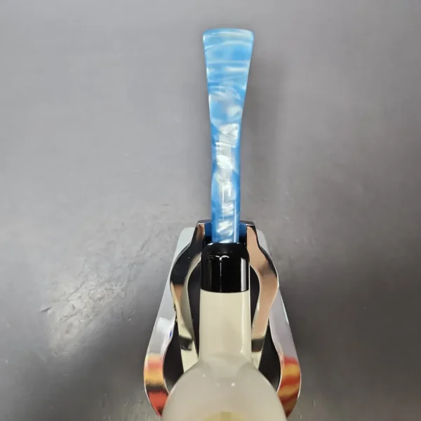 Smooth Egg w/ Blue Stem & Case Estate Block Meerschaum Pipe, Unsmoked - Image 6