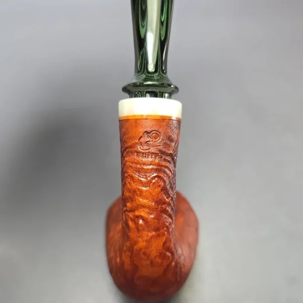 Christophe Wolff Sandblasted "Fleur" Dublin w/ Ivorite Handmade Briar Pipe, New - Image 8