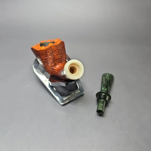 Christophe Wolff Sandblasted "Fleur" Dublin w/ Ivorite Handmade Briar Pipe, New - Image 11