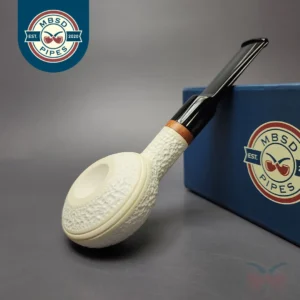 MBSD Meerschaum Deluxe Rusticated Squat Rhodesian Block Meerschaum Pipe, Briar-Mortise, New