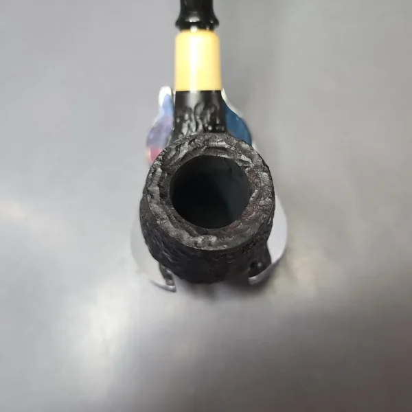 MBSD Briars by Piero Vitale Black Rusticated Brandy w/ Boxwood Briar Pipe, New - Image 5