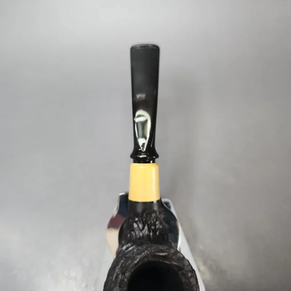 MBSD Briars by Piero Vitale Black Rusticated Brandy w/ Boxwood Briar Pipe, New - Image 6
