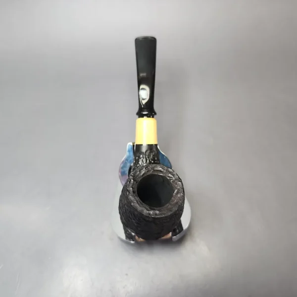 MBSD Briars by Piero Vitale Black Rusticated Brandy w/ Boxwood Briar Pipe, New - Image 7