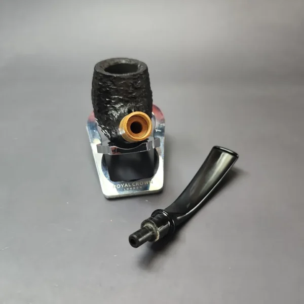 MBSD Briars by Piero Vitale Black Rusticated Brandy w/ Boxwood Briar Pipe, New - Image 13