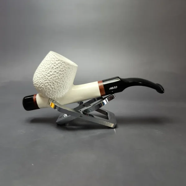 MBSD Meerschaum Deluxe Rusticated Cavalier Block Meerschaum Pipe, Briar-Mortise, New - Image 3