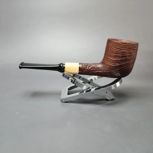MBSD Briars by Piero Vitale Vintage Sandblasted Billiard w/ Boxwood Briar Pipe, New - Image 7