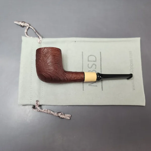 MBSD Briars by Piero Vitale Vintage Sandblasted Billiard w/ Boxwood Briar Pipe, New - Image 11
