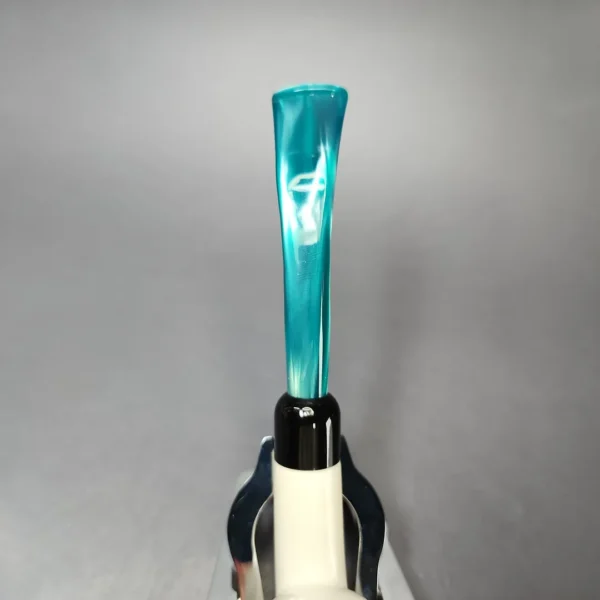 Smooth Bent Apple w/ Blue Stem & Case Estate Block Meerschaum Pipe, Unsmoked - Image 6