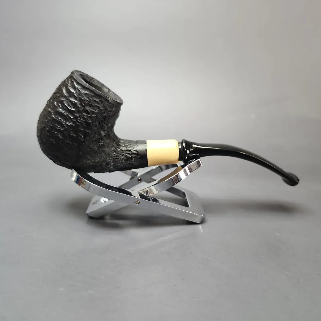 MBSD Briars by Piero Vitale Black Rusticated Brandy w/ Boxwood Briar Pipe, New - Image 2