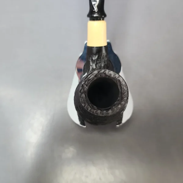 MBSD Briars by Piero Vitale Black Rusticated Brandy w/ Boxwood Briar Pipe, New - Image 4