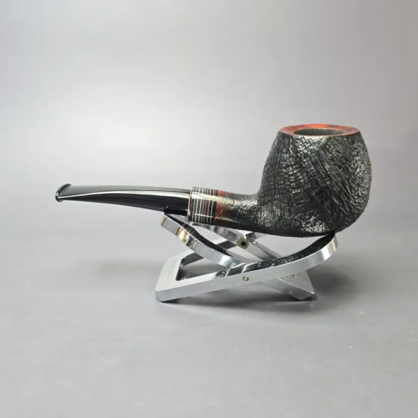 Herriot Pipes Partially Sandblasted Apple w/ Fordite Handmade Briar Pipe, New - Image 4
