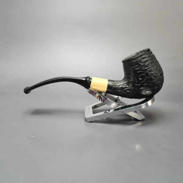 MBSD Briars by Piero Vitale Black Rusticated Brandy w/ Boxwood Briar Pipe, New - Image 7