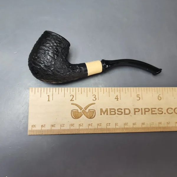 MBSD Briars by Piero Vitale Black Rusticated Brandy w/ Boxwood Briar Pipe, New - Image 8