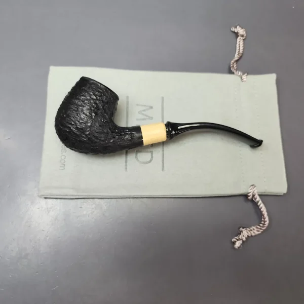 MBSD Briars by Piero Vitale Black Rusticated Brandy w/ Boxwood Briar Pipe, New - Image 11