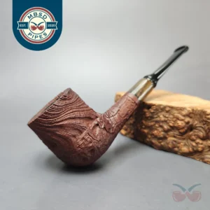 MBSD Briars by Piero Vitale Vintage Sandblasted Billiard w/ Zebrawood Briar Pipe, New