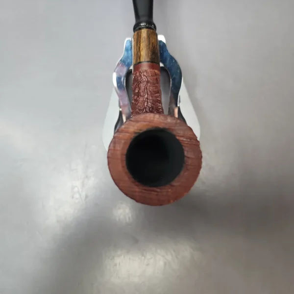 MBSD Briars by Piero Vitale Vintage Sandblasted Billiard w/ Zebrawood Briar Pipe, New - Image 4