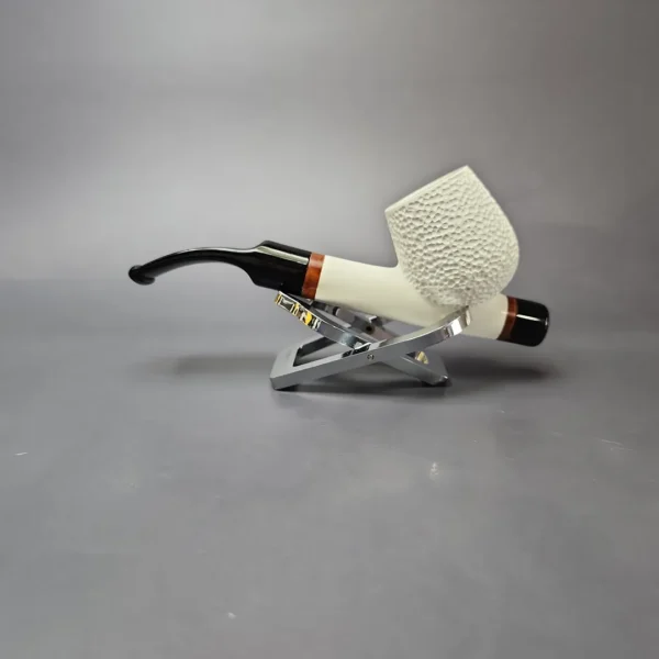 MBSD Meerschaum Deluxe Rusticated Cavalier Block Meerschaum Pipe, Briar-Mortise, New - Image 7