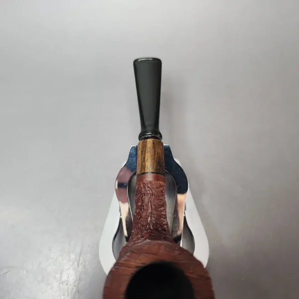 MBSD Briars by Piero Vitale Vintage Sandblasted Billiard w/ Zebrawood Briar Pipe, New - Image 5