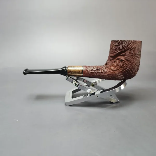MBSD Briars by Piero Vitale Vintage Sandblasted Billiard w/ Zebrawood Briar Pipe, New - Image 7