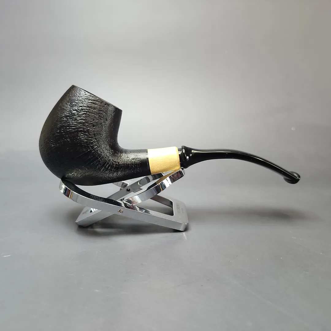 MBSD Briars by Piero Vitale Black Sandblasted Brandy w/ Boxwood Briar Pipe, New - Image 2