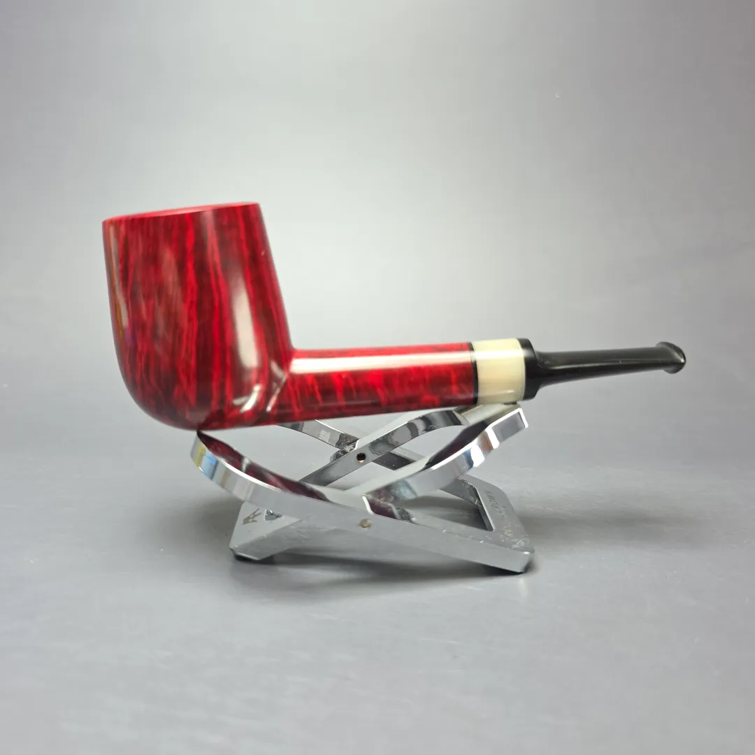 Brentegani Smooth Brandy Lovat w/ Horn Handmade Briar Pipe, New - Image 2