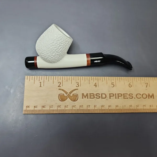 MBSD Meerschaum Deluxe Rusticated Cavalier Block Meerschaum Pipe, Briar-Mortise, New - Image 8
