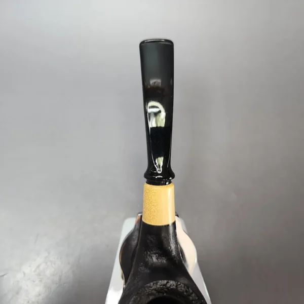 MBSD Briars by Piero Vitale Black Sandblasted Brandy w/ Boxwood Briar Pipe, New - Image 5