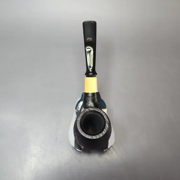MBSD Briars by Piero Vitale Black Sandblasted Brandy w/ Boxwood Briar Pipe, New - Image 6