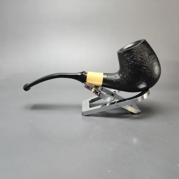 MBSD Briars by Piero Vitale Black Sandblasted Brandy w/ Boxwood Briar Pipe, New - Image 7