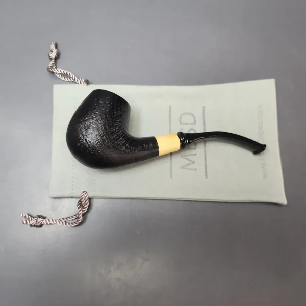 MBSD Briars by Piero Vitale Black Sandblasted Brandy w/ Boxwood Briar Pipe, New - Image 11
