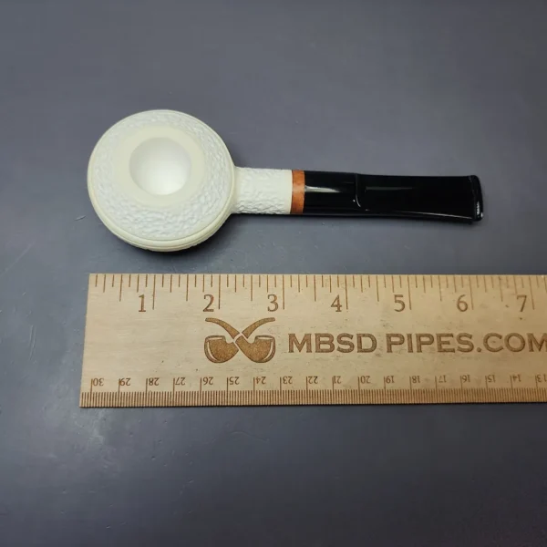 MBSD Meerschaum Deluxe Rusticated Squat Rhodesian Block Meerschaum Pipe, Briar-Mortise, New - Image 8