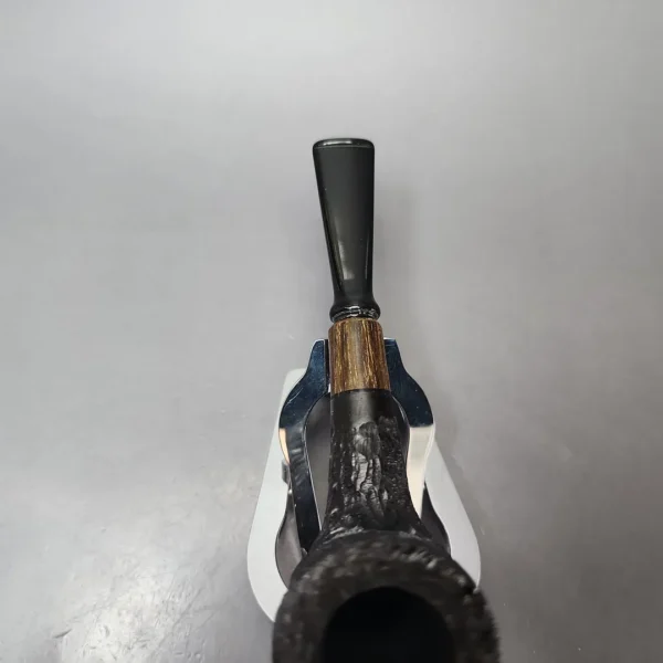 MBSD Briars by Vitale Black Rusticated Billiard w/ Zebrawood Briar Pipe, New - Image 5