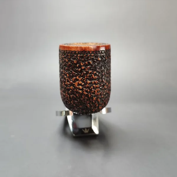 Mastro de Paja Unica Commissioner Rusticated Billiard w/ Silver Estate Briar Pipe, Unsmoked, 9mm - Image 4