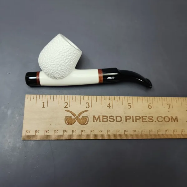 MBSD Meerschaum Deluxe Rusticated Cavalier Block Meerschaum Pipe, Briar-Mortise, New - Image 9
