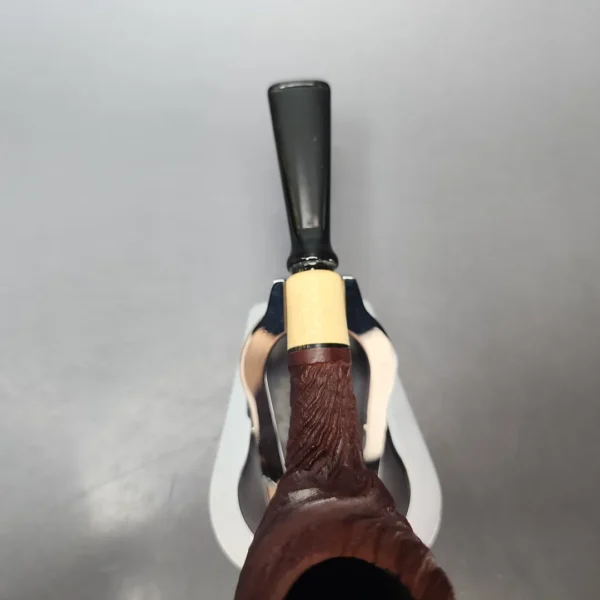 MBSD Briars by Piero Vitale Vintage Sandblasted Billiard w/ Boxwood Briar Pipe, New - Image 5